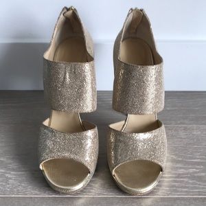 Jimmy Choo Gold Priva Glitter - Size 40